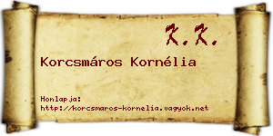 Korcsmáros Kornélia névjegykártya